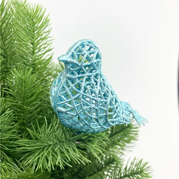 Творчески Блестяща украса за Коледната елха във формата на птици, пластмасови мини-модели на Бижута, модни декорации за дома, хол