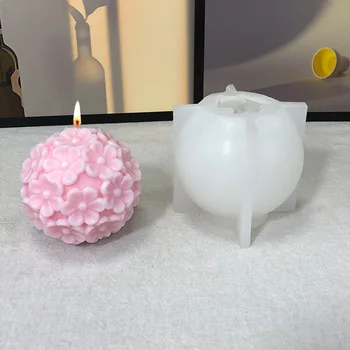 Направи си сам Божур Цветни Топки Свещ Силиконова Форма За Ароматерапия Инструменти За Направата на Свещи 3D Рози Цвете Начало Декор Занаяти Сватбени Сувенири