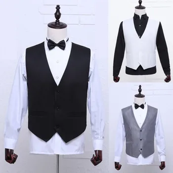 Проста нова мъжки дрехи Мъжки Жилетка в стил хип-хоп Ярки таблети Черен Бял Сив С мъжка жилетка Жилетки