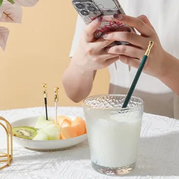 Многофункционална лъжица за смесване в Японската Кухня, лъжица за дегустация, лесно Лукс със стикери плодове, за смесването на кафе с мляко