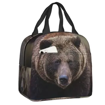 Случайна чанта за обяд с кафяв мечок, Дамски, Детски, Преносим термоохладитель, Обяд-бокс за Къмпинг, Пътни чанти-съдове за хранене и пикник