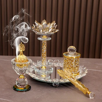 Набор от курильниц за тамян с блестящ диамантен пръстен и lotus, 5 теми, висококачествено украса за печката за ароматерапия