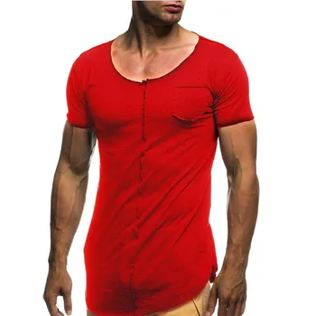 Тениски A1548 през лятото нов мъжки плътен цвят тънък тенденция ежедневно с къс ръкав мода