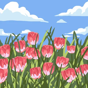 3323 Ann-Tulip сам цифрова живопис с маслени бои, маслени бои, акрилни цветя живопис, експлозивна ръчно пейзаж живопис