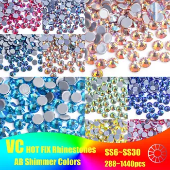 AB Colors SS6-SS30, Висококачествена Горещо Фиксиране, Планински Кристал, Супер Блестящи кристали, Гладящие кристали за дрехи от плат F0104