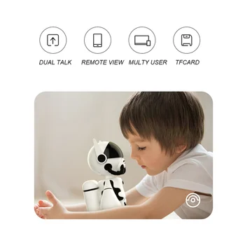 Уеб камера за сигурност за дома с робота-космонавт 1080P, IP, Wifi, Безжична Детска камера за сигурност с шумопотискане за нощно виждане (бяла)