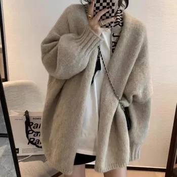 Изолирана Жилетки, Пуловер, за да се жени, Свободен е Мек топъл Корейски вязаный жилетка, палто, Стилни есенно-зимни връхни дрехи големи размери в лениво стил