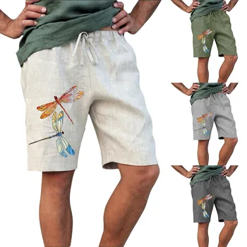 Мъжки модни ежедневни летни шорти с принтом и джоб на съвсем малък