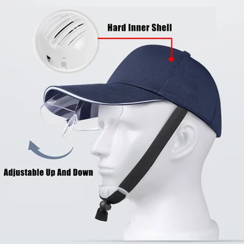 Защитна шапка с козирка, вътрешна обвивка от твърд полиетилен, предпазна каска, лека бейзболна шапка за предпазване от сблъсъци с предпазни очила