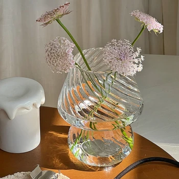 Стъклена ваза Декорация на дома, Лампа, Ваза за цветя, Вази гъби Декоративна Ваза Гидропонная ваза Притежателя чаена лампи Естетичен интериор на стаята