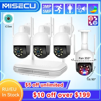 Система от безжични камери за сигурност MISECU 5MP 3MP, градинска IP камера за откриване на човек, комплект за защита от запис на видео наблюдение на P2P