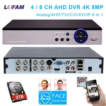 AHD 4K 8MP DVR NVR Хибриден 8CH 4CH Видеорекордер за Видеонаблюдение DVR Рекордер 6 В 1 За Аналогова AHD TVI CVI, IP камера Видеонаблюдение