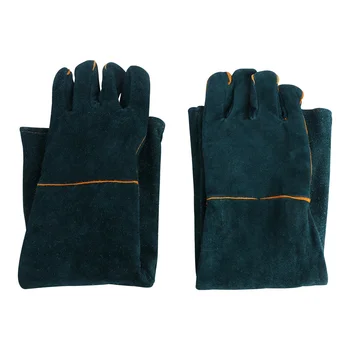 1 Чифт утолщенных ръкавици от телешка кожа с дължина 60 см, Заваряване, защитни ръкавици, ръкавици с дълъг ръкав от ухапване, топлоустойчиви ръкавици за