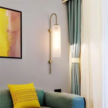 Лампа E27 Атмосфера в скандинавски стил, модерно осветление за спалня, обков и със стъклен капак, монтиран на стената лампа, led лампа за интериора, стъклена лампа