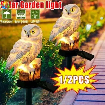 Улични соларни лампи, led градински фенери с совами, лампи за тревни площи с Совами и животни, Водоустойчив слънчева лампа за коледната украса