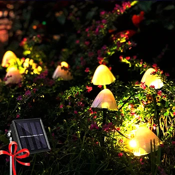 10LED Външни слънчеви Светлини с форма на гъба Водоустойчив Инфинити Коледна приказка струнен лампата на двора, на тревата, градина, вътрешен двор, Атмосферното декор